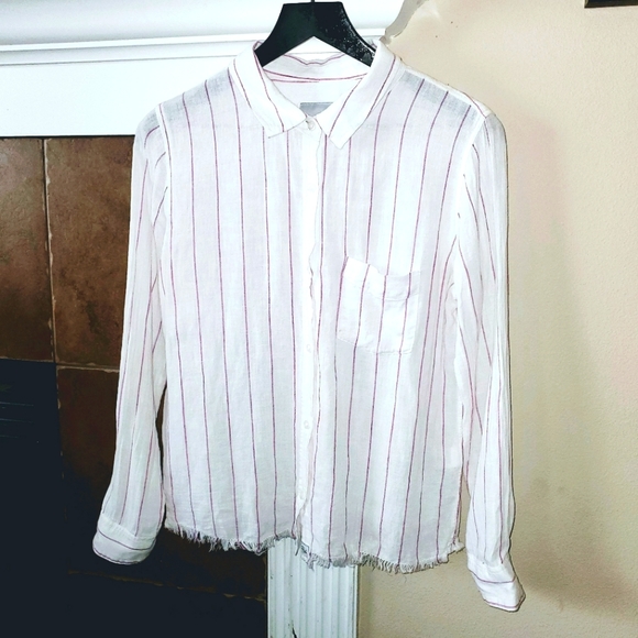 Rails Tops - RAILS Charli White/Berry Stripe Button down Top size Small
